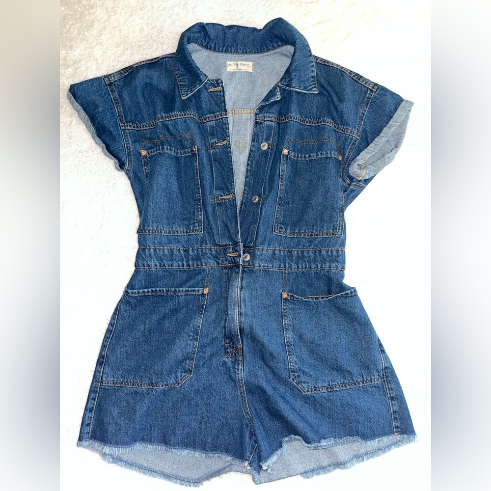 We The Free Light Blue Denim Jumpsuit